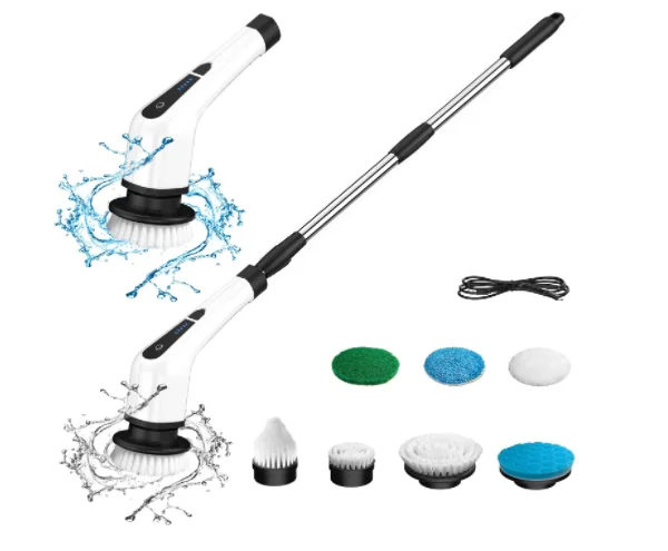 Electric Spin Scrubber 7 in 1, Shower Cordless Cleaning Brush with Extension Handle, Suitable for Cleaning Tile