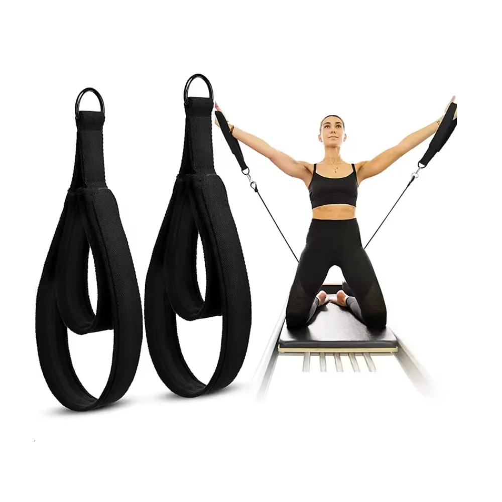 Pilates Reformer Double Loop Handle Yoga Strap Pilates Double Loop Straps Wrist Straps Fitness D-Ring Belts Handle, Custom Logo