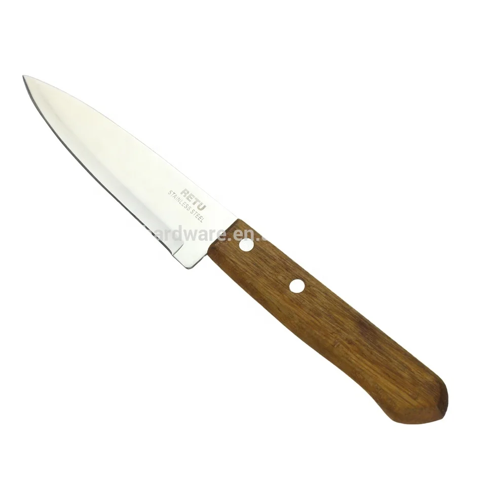 Wholesale customized sharp vegetable fruit meat 5 inch wooden handle stainless steel chinese cooking chef knife