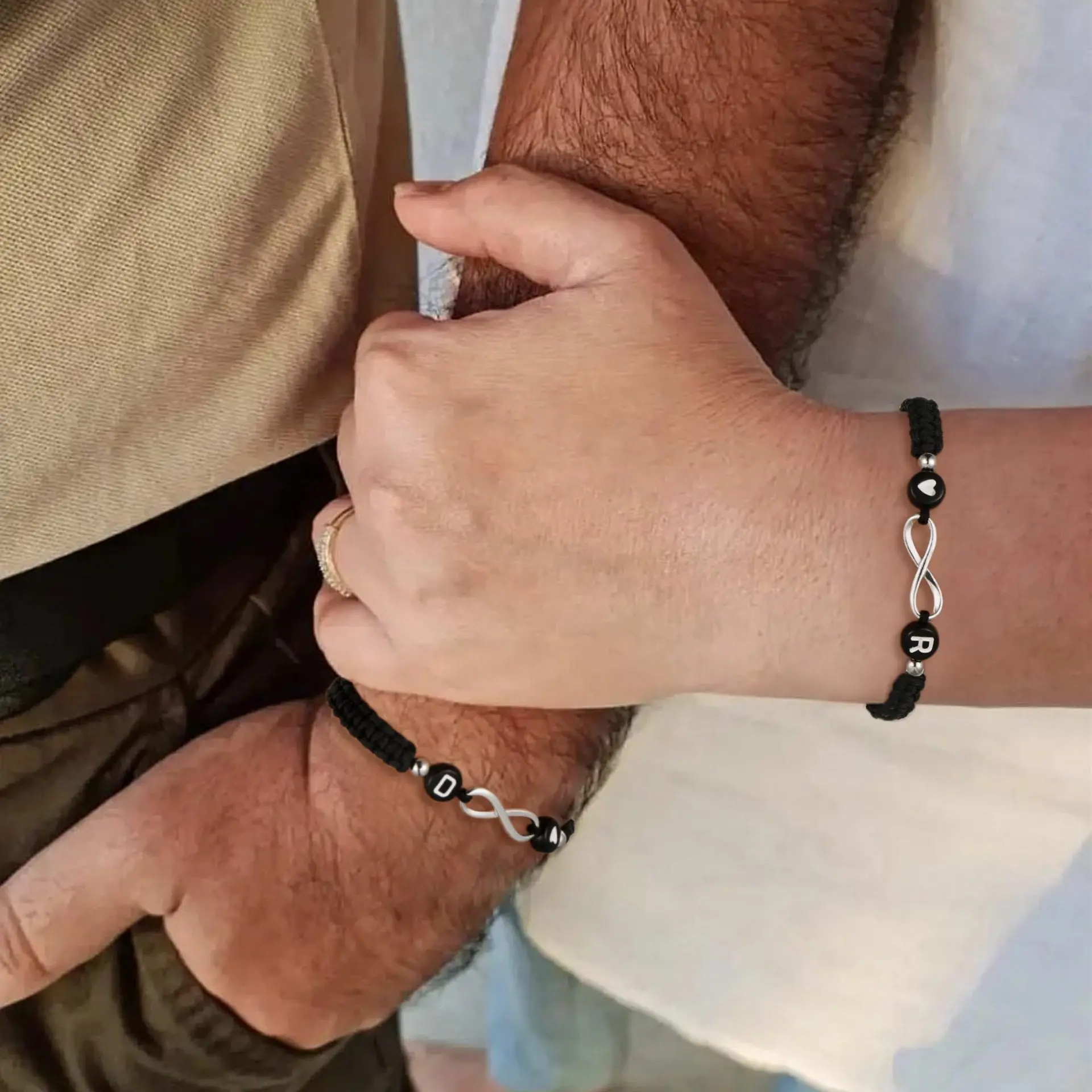 New Arrival Creative Infinity Heart Bracelets for Women Girls Initials Black Rope Weave Bracelet Gifts Couple Jewelry Wholesale