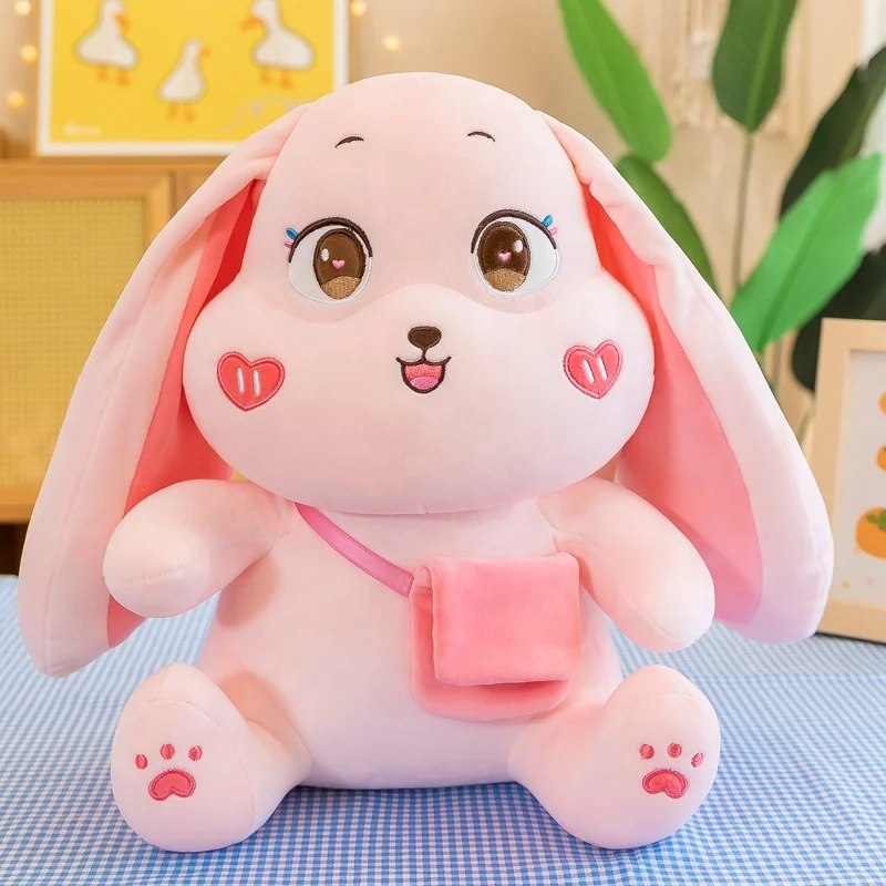 Factory wholesale stuffed plush toy long ear rabbit wearing purse Easter  bunny toys for girls Low Moq