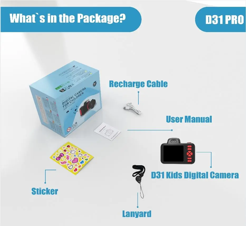 D31 New Model Digital Camera 360 Rotate Lens 26MPX MP3 Video Child DSLR Camera Hd Video Selfie Kids Cameras