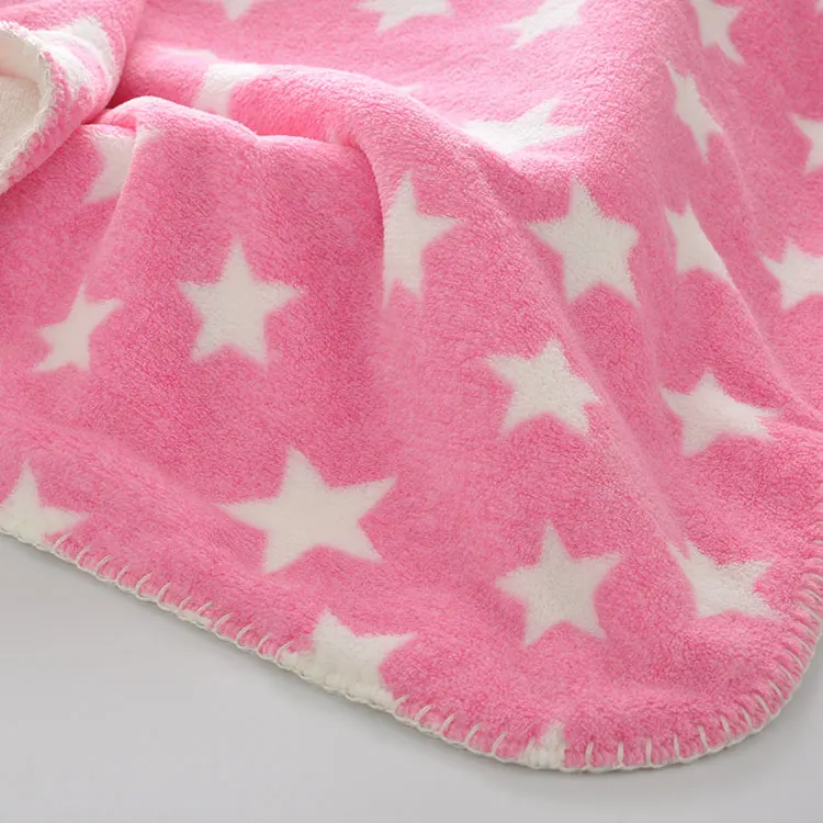 Star design double bed sheet set blanket,  baby microfiber custom printed fleece outdoor blanket
