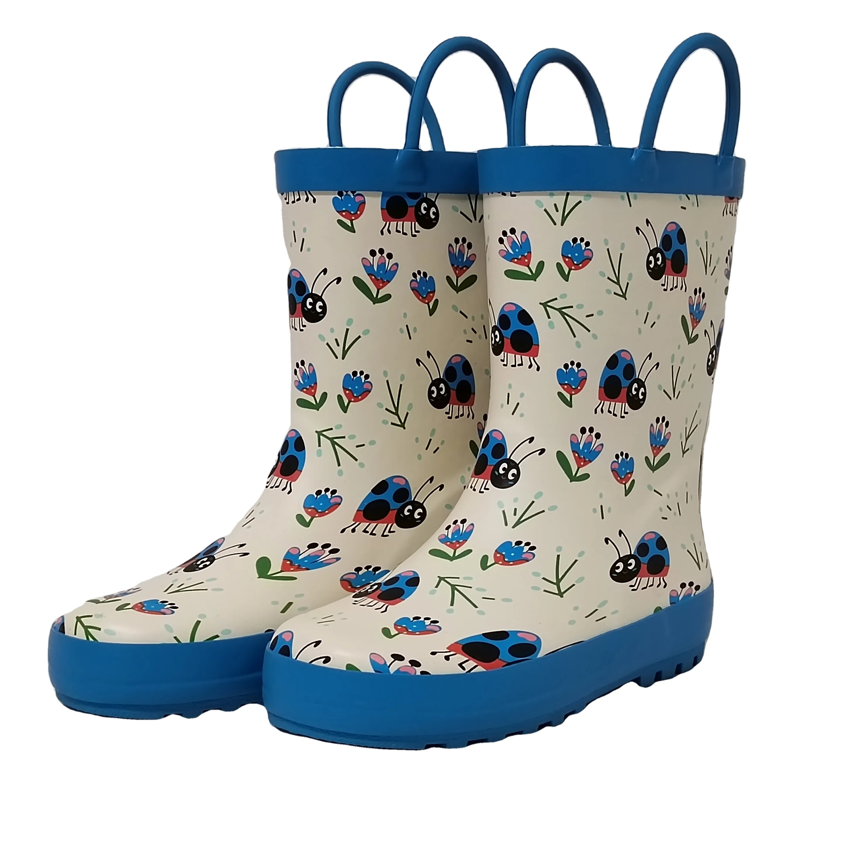 the latest design cute ladybird printed rubber rain boots for Children