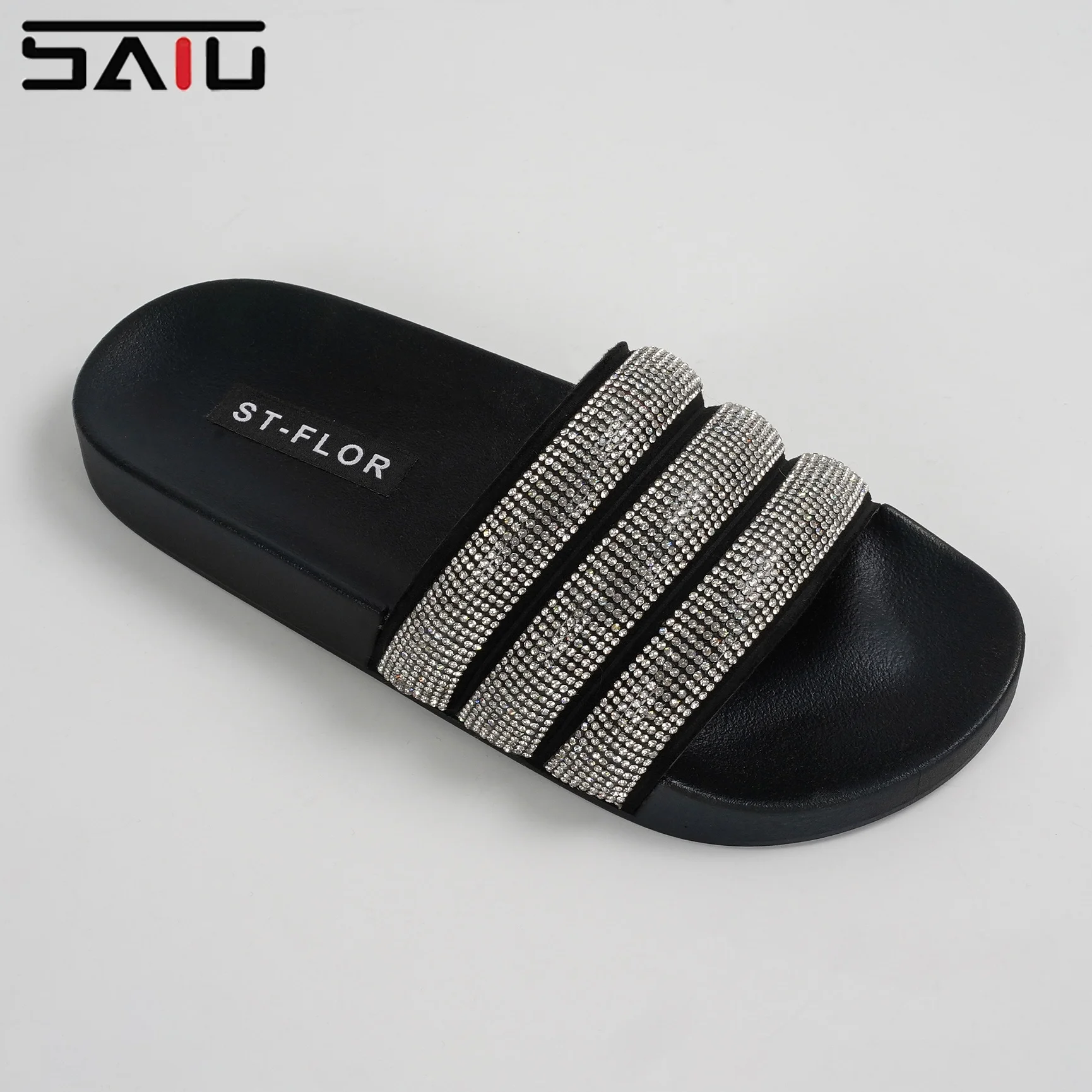 wholesale hot sale diamond pvc slippers non-slip pool shiny rhinestone sandals for women
