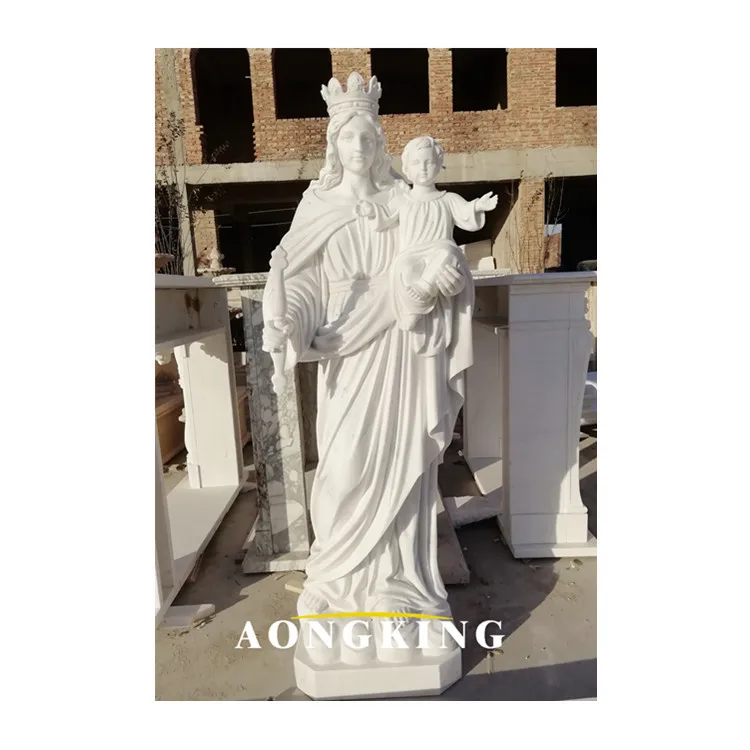 Outdoor Religious White Marble Holy Family Virgin Mary Child Jesus st joseph statue catholic