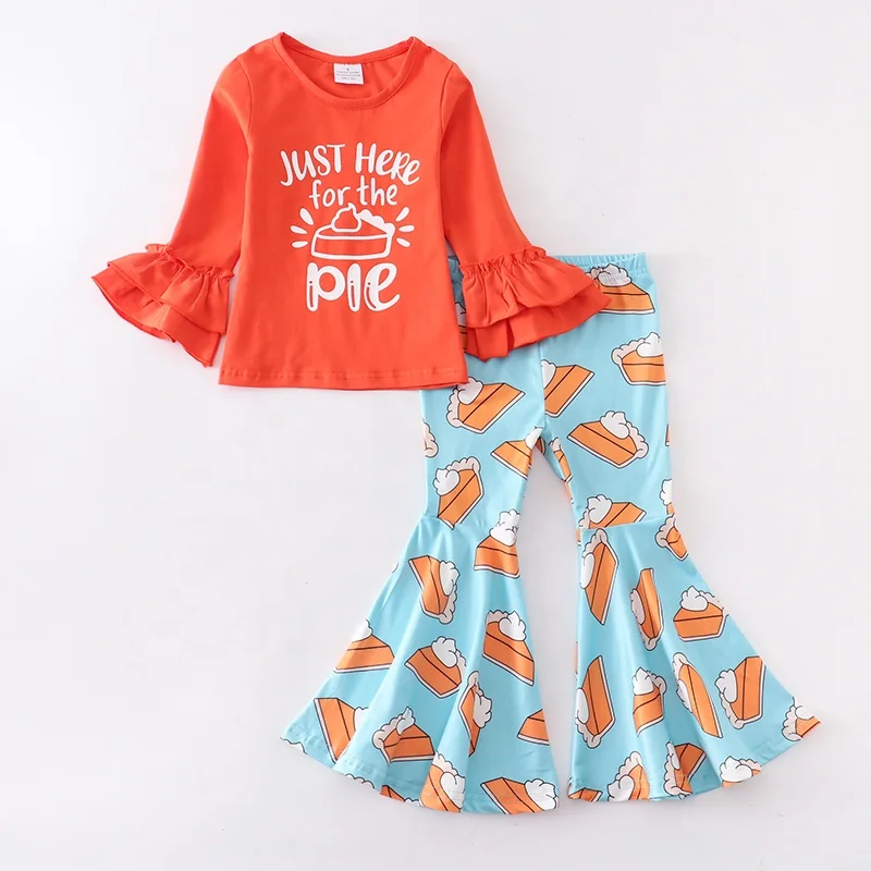Girlymax 2022 Thanksgiving Fall Pumpkin boutique ruffle long sleeve shinning panties baby girl outfit