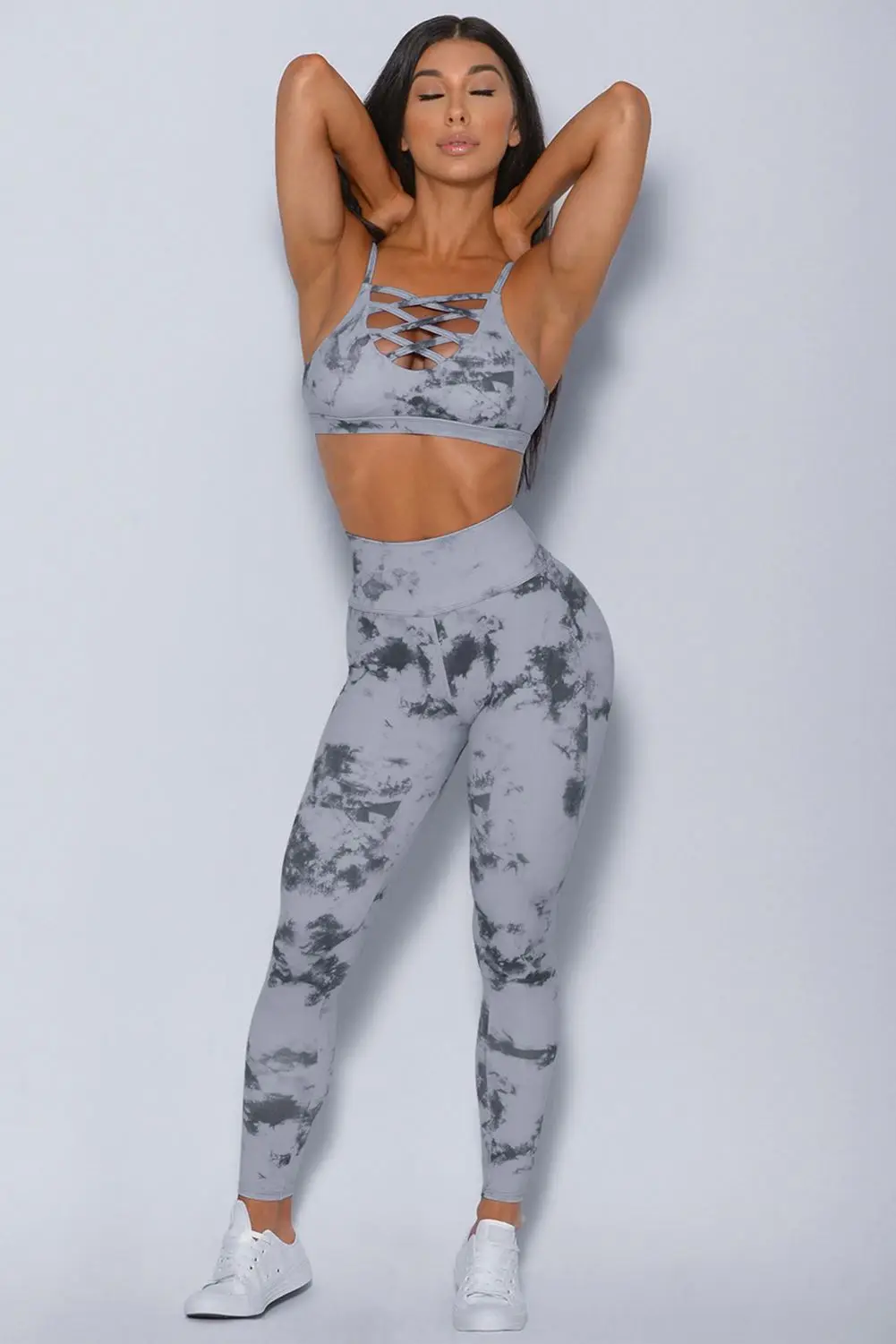 
High Quality Yoga Sports Suit High Waist Fitness 2 Piece Women Sport Bra and Leggings Set 