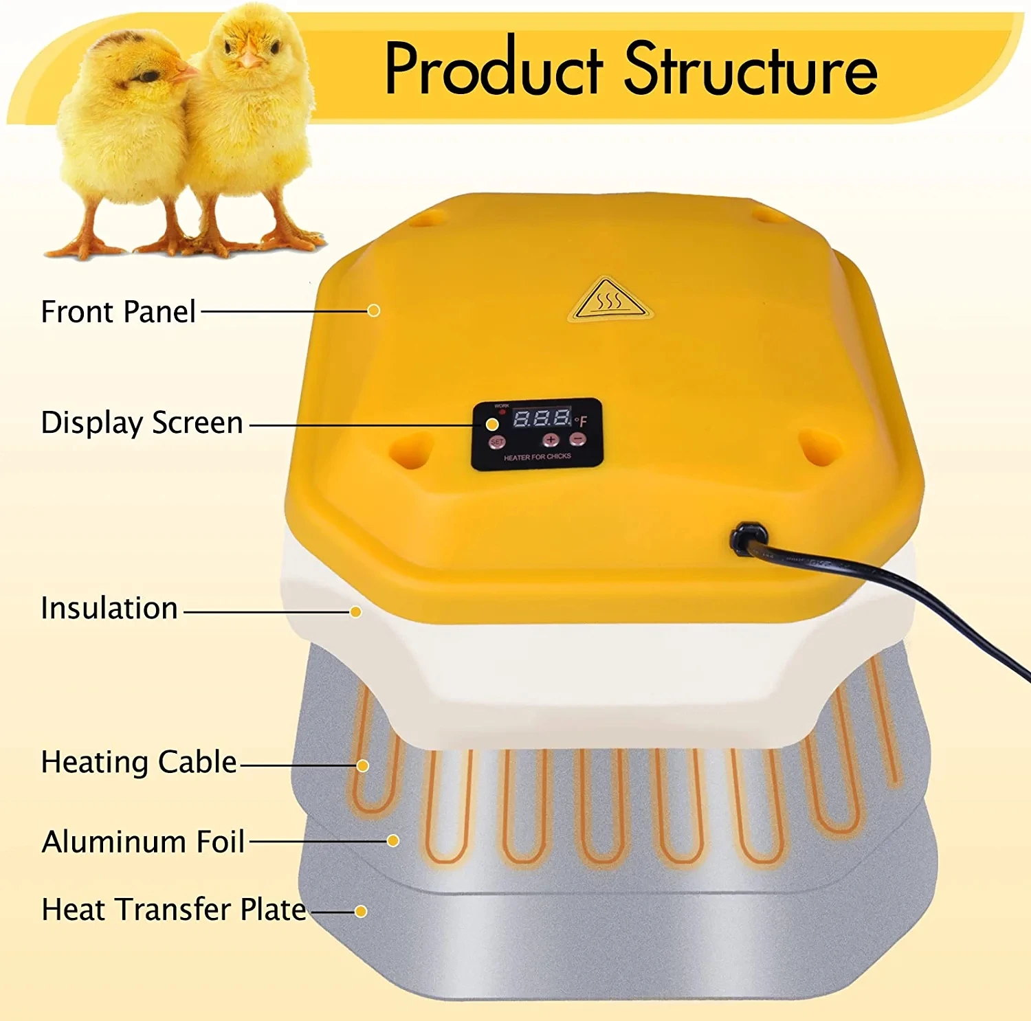 Нагревательная пластина цыпленка-обогреватель цыплят Jifeng с отображением температуры регулируемой температурой и высотой 