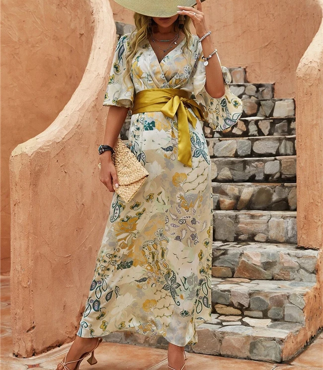 2023 Wholesale Elegant Trendy Women Floral Print Bulk Manufacturers Custom Online Clothing