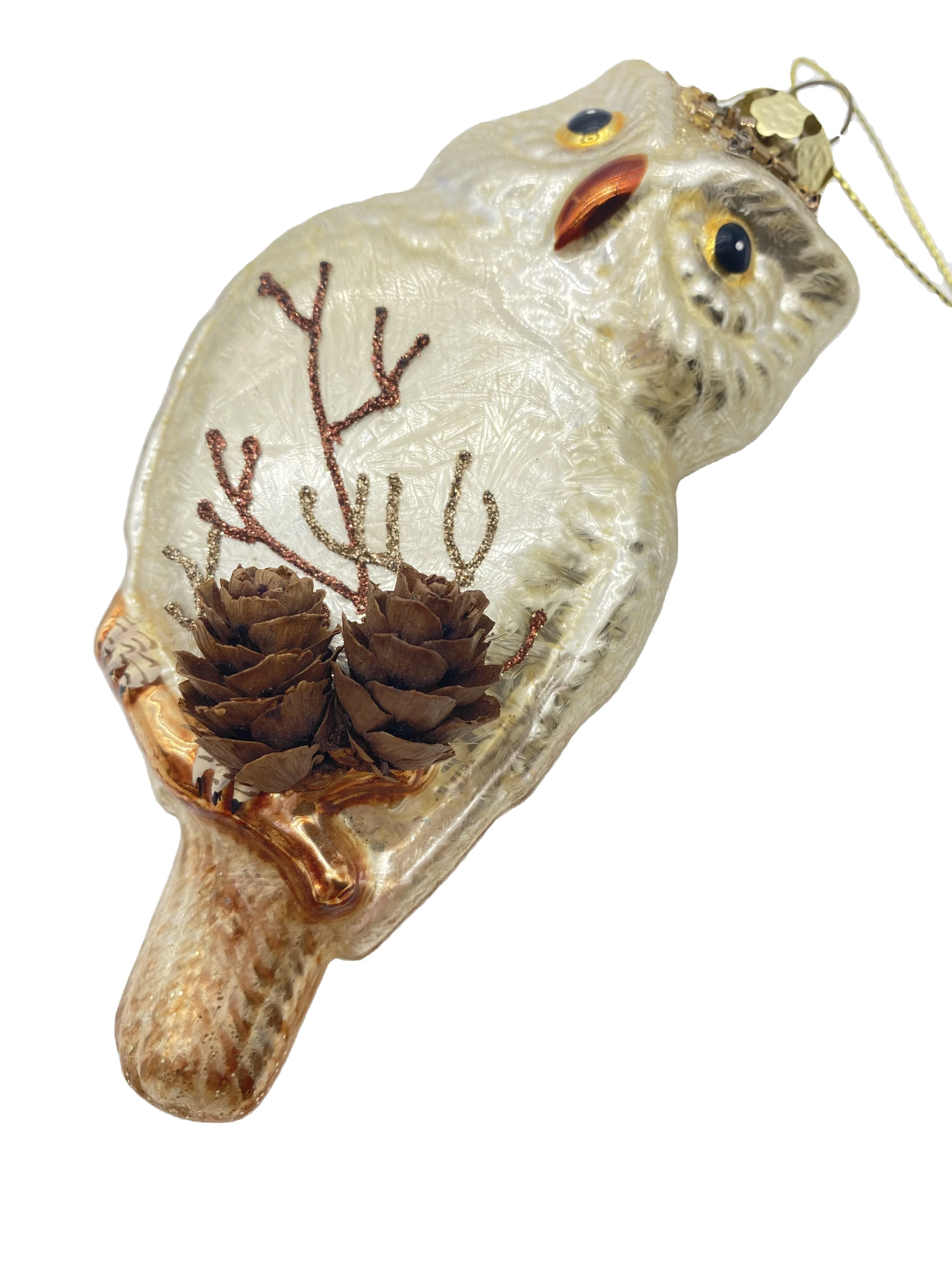 Wholesale Glass Pinecone Bird Ornaments Custom Handmade Party Animal Owl Glass Ornaments Eagle Ornaments With Pine Cones