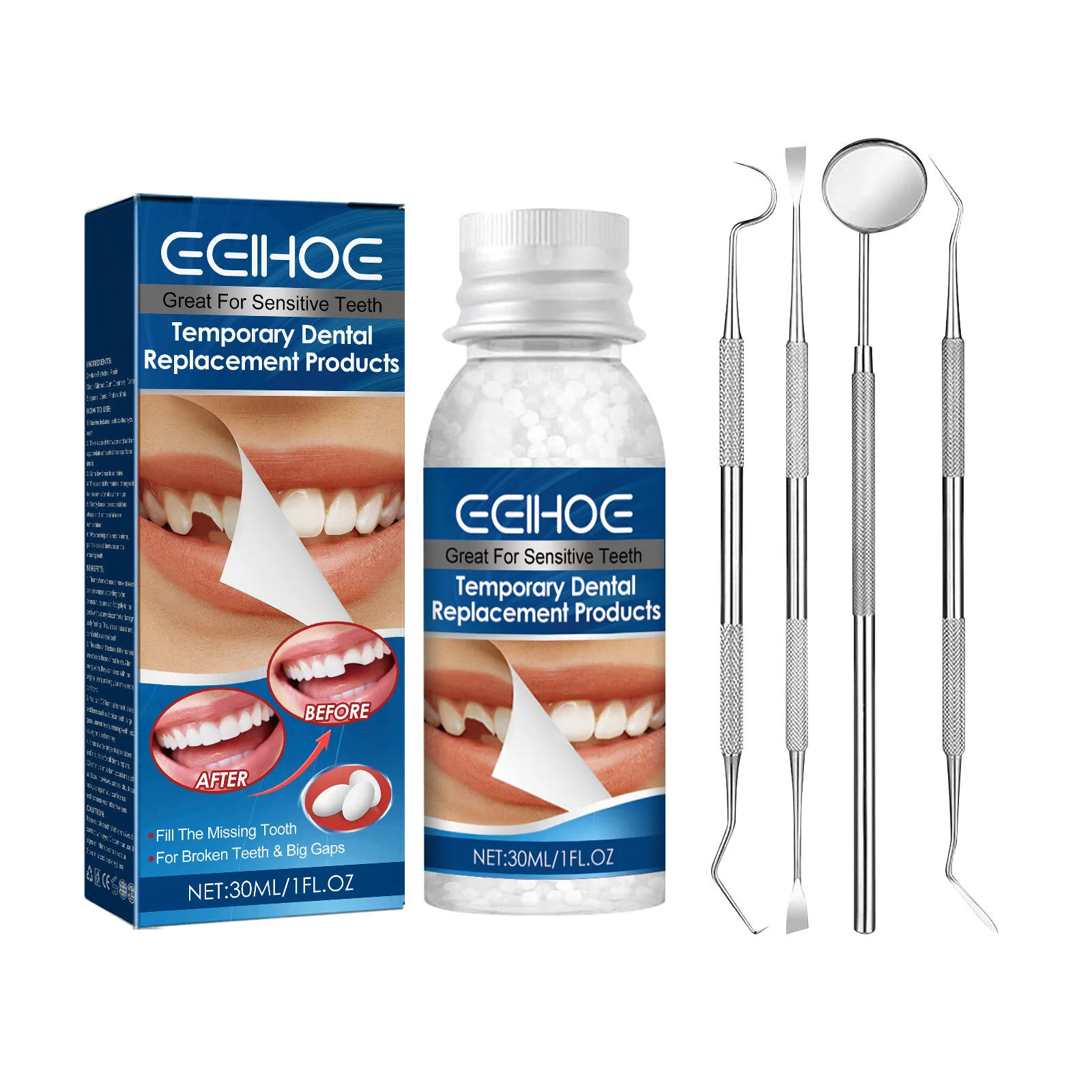 EELHOE False Teeth Solid Glue Teeth Dental Filling Temporary Tooth Repair Kit