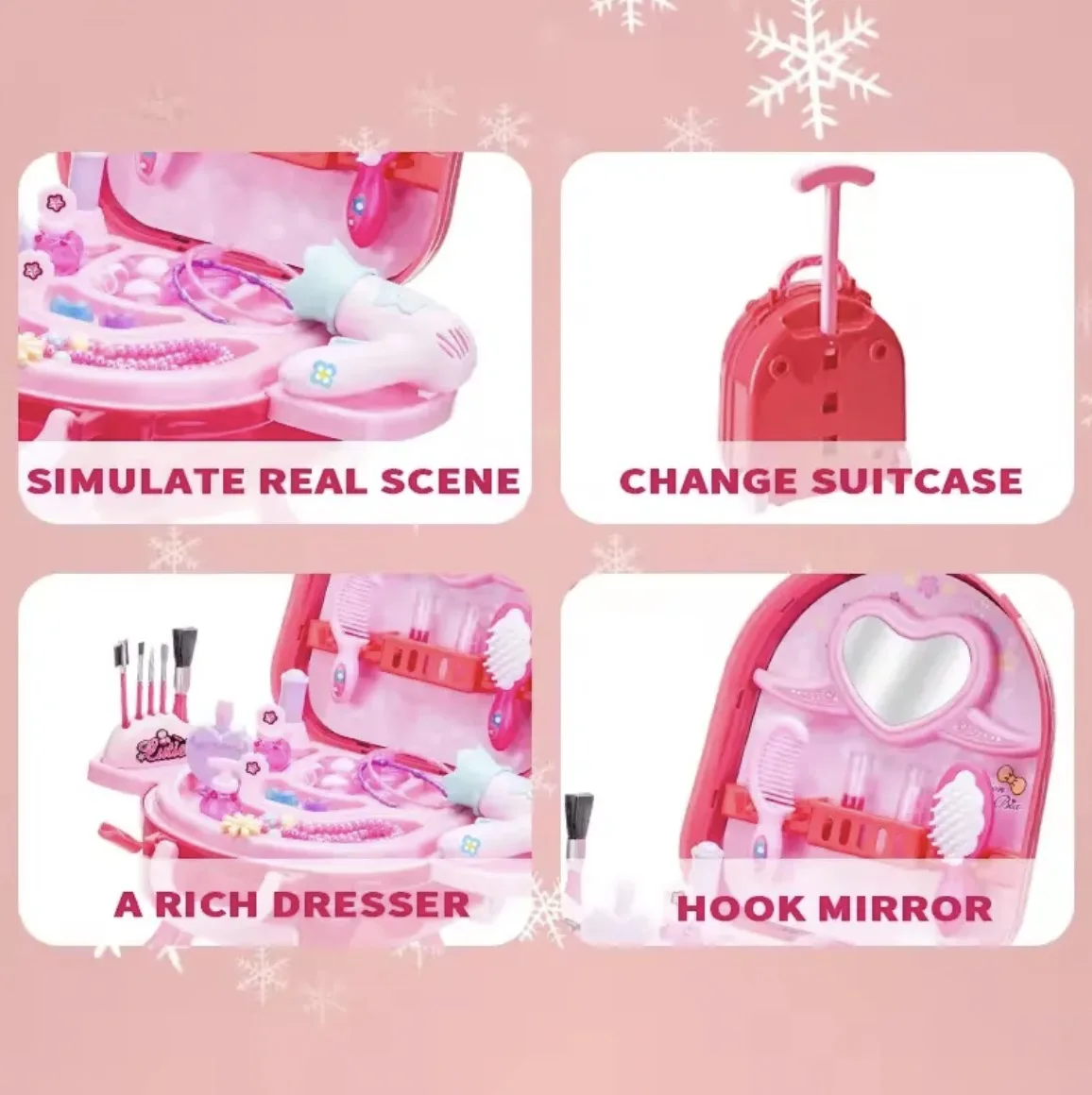 QW Spot Wholesale Girl Play House Pretend Toy Princess Alloy Suitcase Makeup Table Cultivates Hands-on Ability Multiplayer Game
