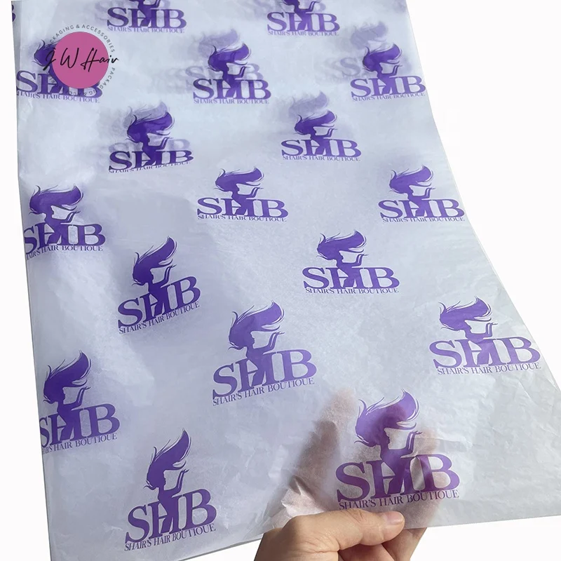 Custom Gold Brand Logo Printing Gift Wrapping Tissue Paper for Hair Bundle Wig Packing
