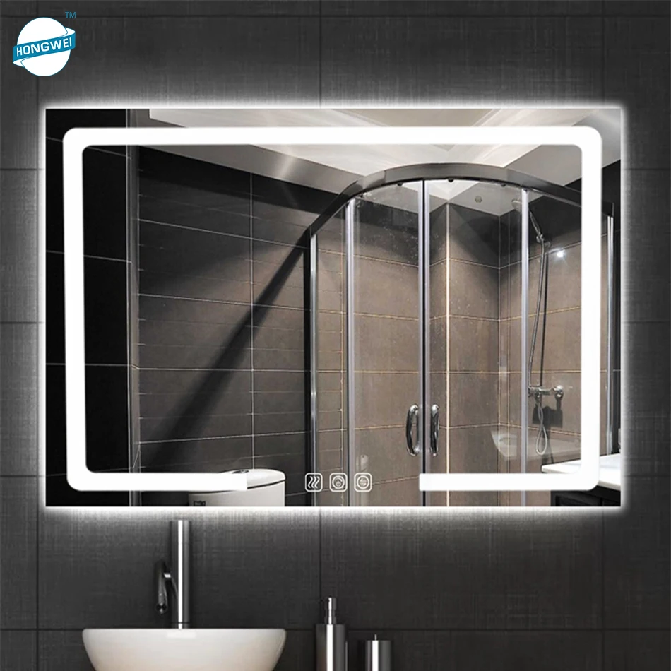 Trending Product Smart Bathroom Touch Switch Screen Mirror Wifi Led Light Square Wall Bath Mirror Wall Mirror
