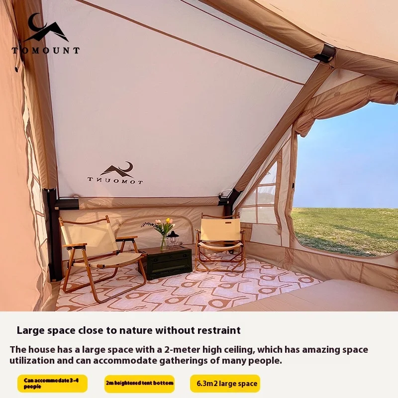 Outdoor camping inflatable tent thickened rainproof hut cotton tent camping Oxford hut ridge tent customization