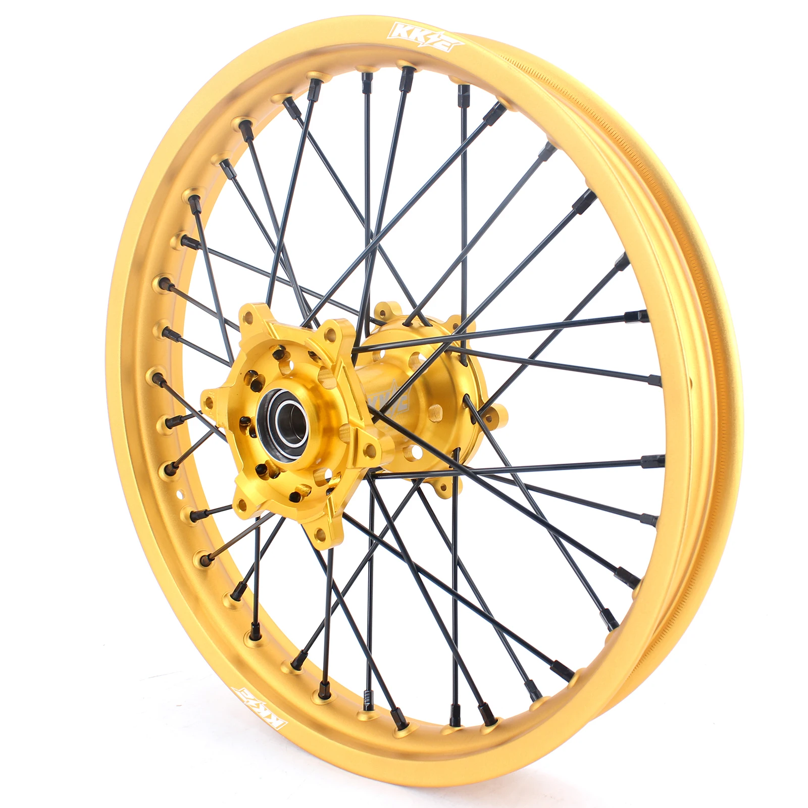 KKE Motocross Birt Bike Wheels Rims Set fit SUZUKI RM125 RM250 1996-2008 Gold Hub with GLM rims Black Spoke and Nipples