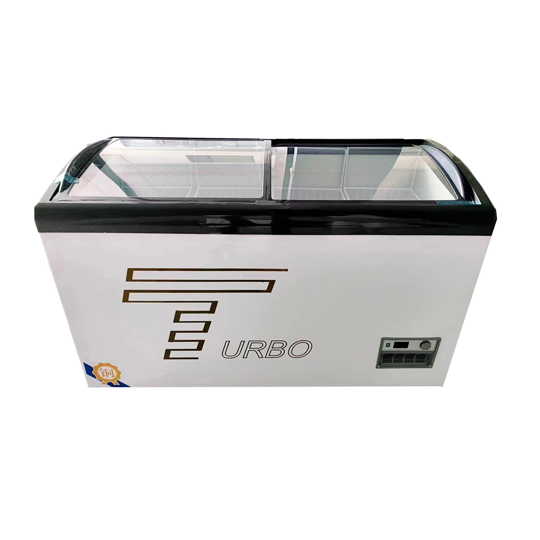 Hot Selling Commercial Curved Glass Top Chest Freezer for Sale Small Ice Cream Deep Freezers For Supermarket