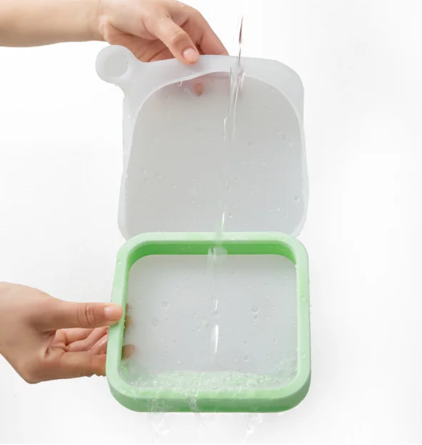 Leakproof Soft sealed Lunch Boxes Sandwich Toast Case Silicone Lunch Bento Box Silicone Food Lunch Boxes