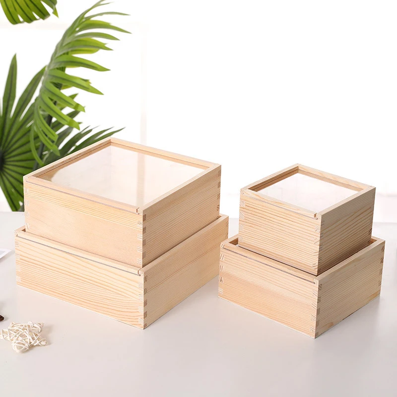 Custom Logo Cheap Wooden Box Hinge Lid Solid Pine Wood Keepsake Gift Boxes Wood Storage Box
