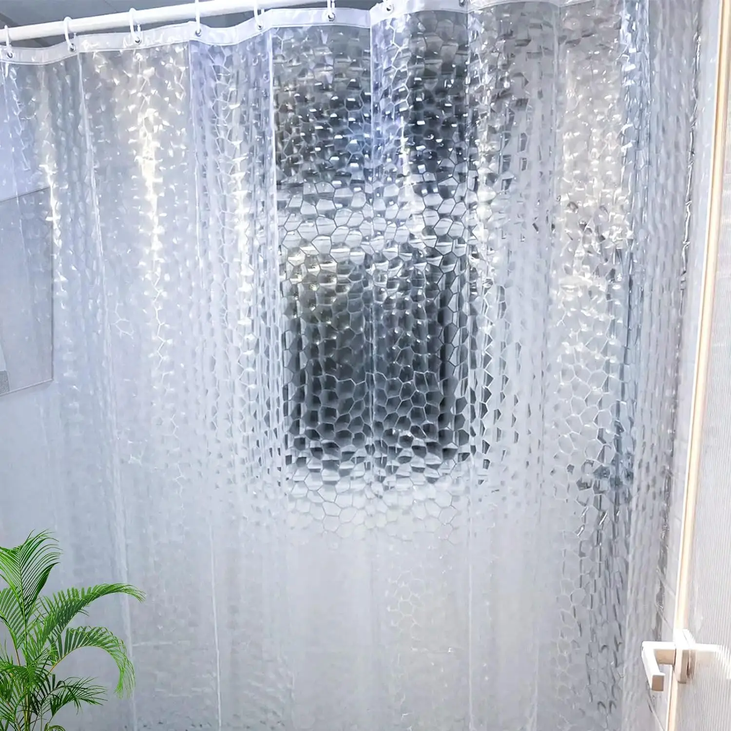 Factory Thick waterproof and mildewproof 3D water cube EVA transparent shower curtain For Bathroom
