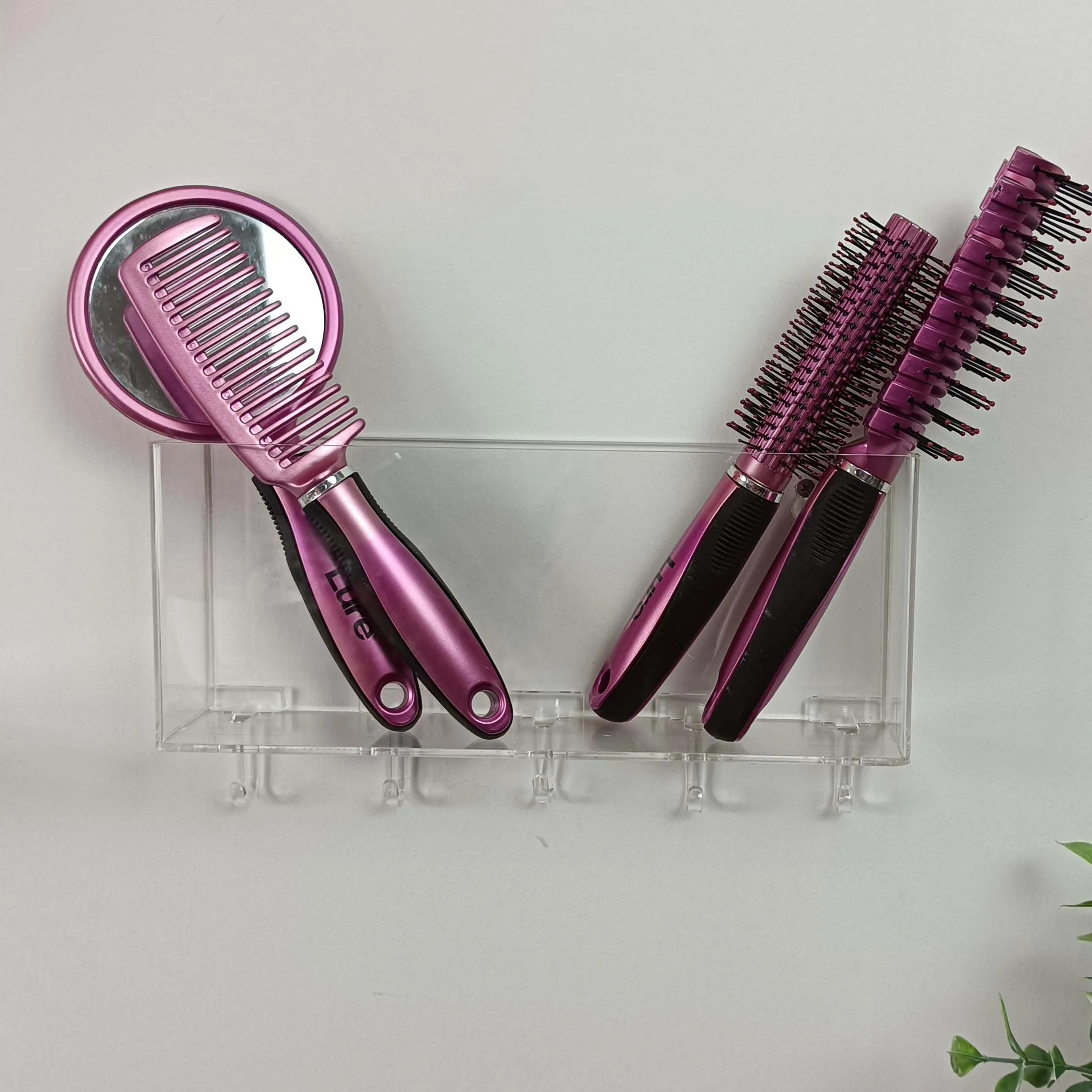 2022 Hot Sell Decorative Acrylic Mail Holder for Wall with 5 Key Hooks Wall Mounted Key Holder with Top Mail Storage Basket