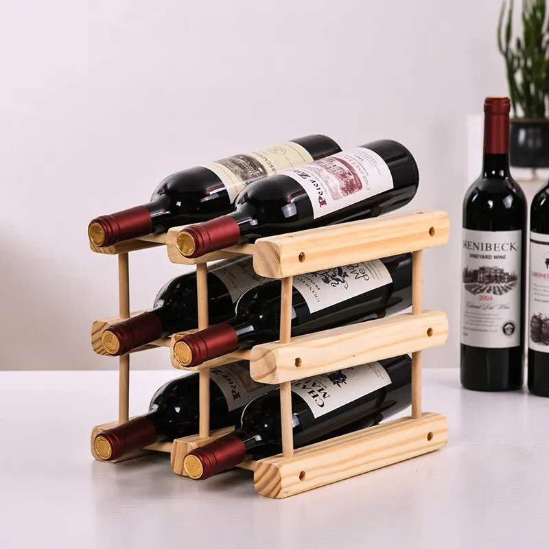 Solid Wood Household Wine Rack Classical Wine Holder Mount Wooden Wine Bottle Storage Rack Bar Display Shelf Drinking Holder