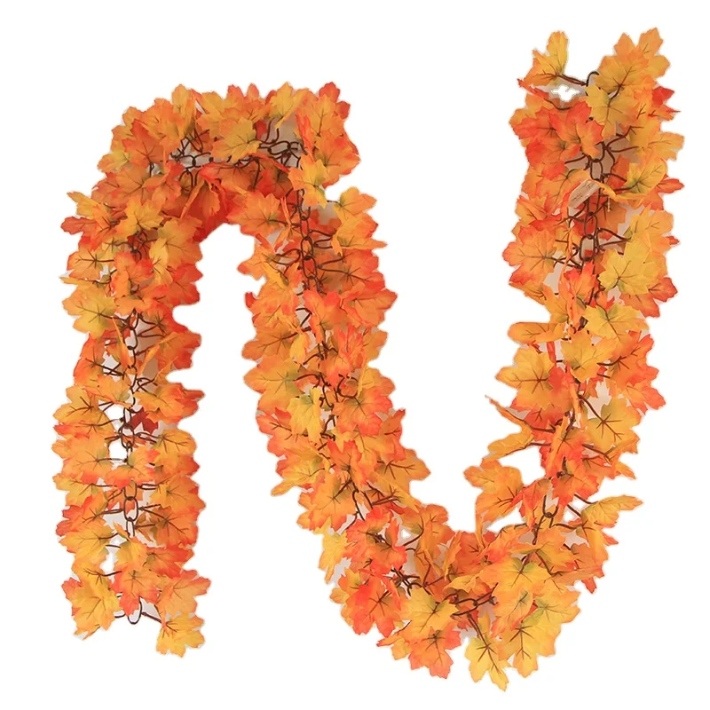 Artificial flowers Home Garden Decorative Flowers & Wreaths Autumn Maple garland Thanksgiving Day Artificial Vine Red Leaf