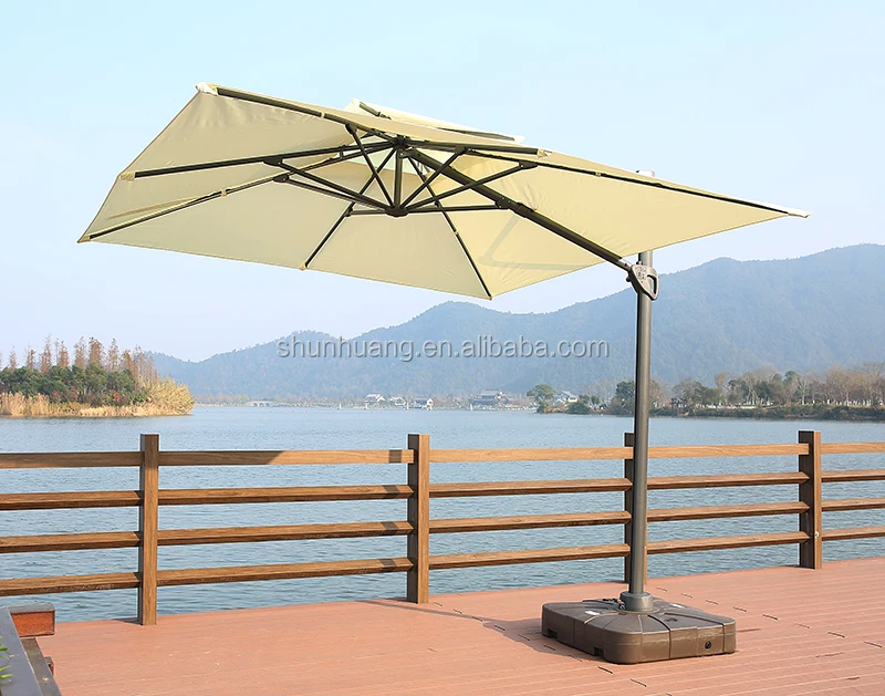 Ветрозащитный открытый пляжный зонт квадратный двойной Римский Зонт с мраморной основой