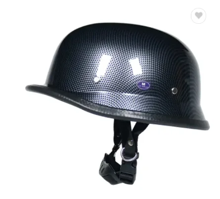 BLACK German Motorcycle Half Helmet Chopper Biker