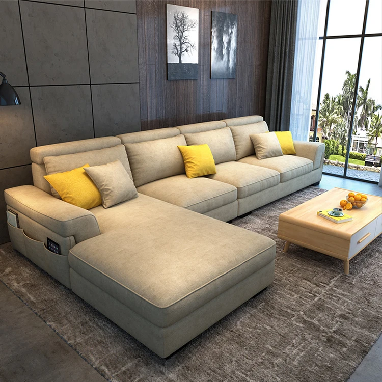 
new material leathery fabric sofa modern furniture l shaped sofa designs Living room corner sofa set furniture modern 