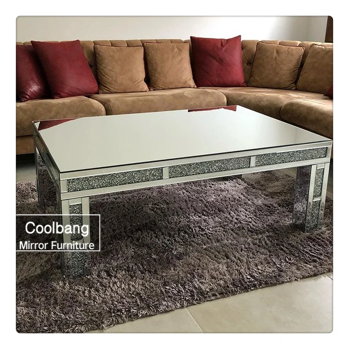 Hot Selling Rectangle Crushed Diamond Tea Table Coffee