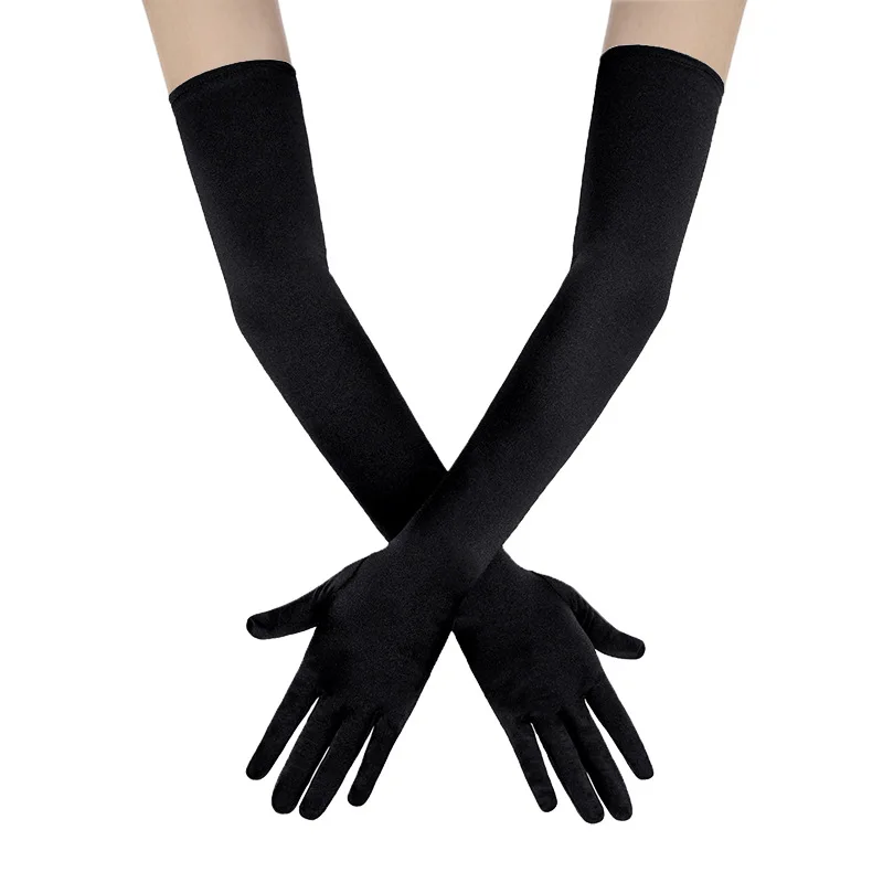 Bridal Satin Spandex Sunscreen Gloves Elegant Long Dance Wedding Party Gloves with Extended Elbow