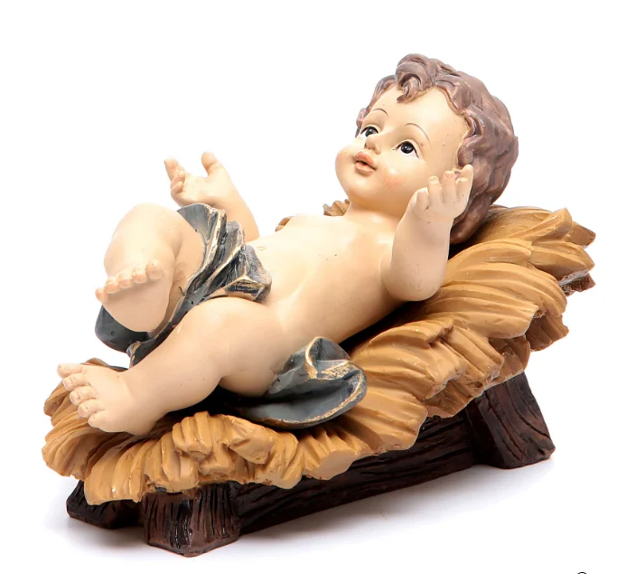 OEM Wholesale Baby Jesus Statue With Cradle Resin Religious Crafts Gift Baby Jesus Figurine