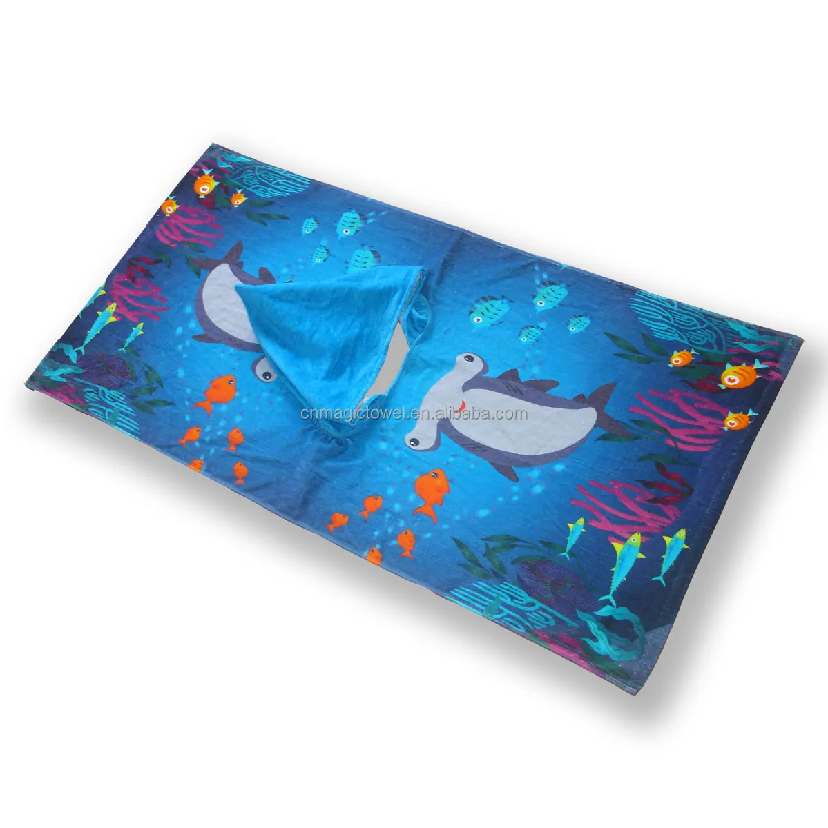 100% cotton personalized children poncho towel quick dry bath  hooded towel custom cartoon pattern printed kids beach towel