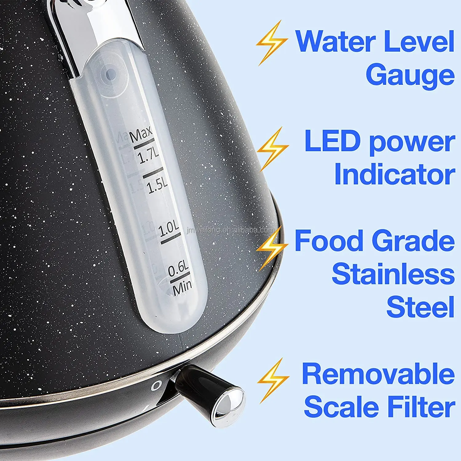 Stainless steel white and black water electric kettle water Stainless steel electric kettle water boiling home appliance
