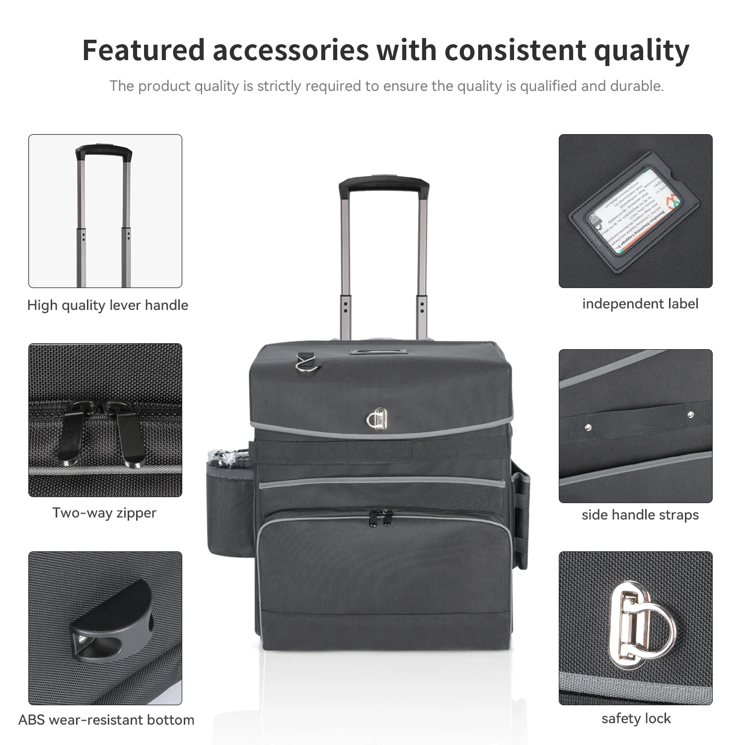 Camera Tool Trolley Bag Travelling Bags Trolley Luggage Waterproof 1680D Large Capacity  Heavy Duty Wheels Rolling Storage Bag