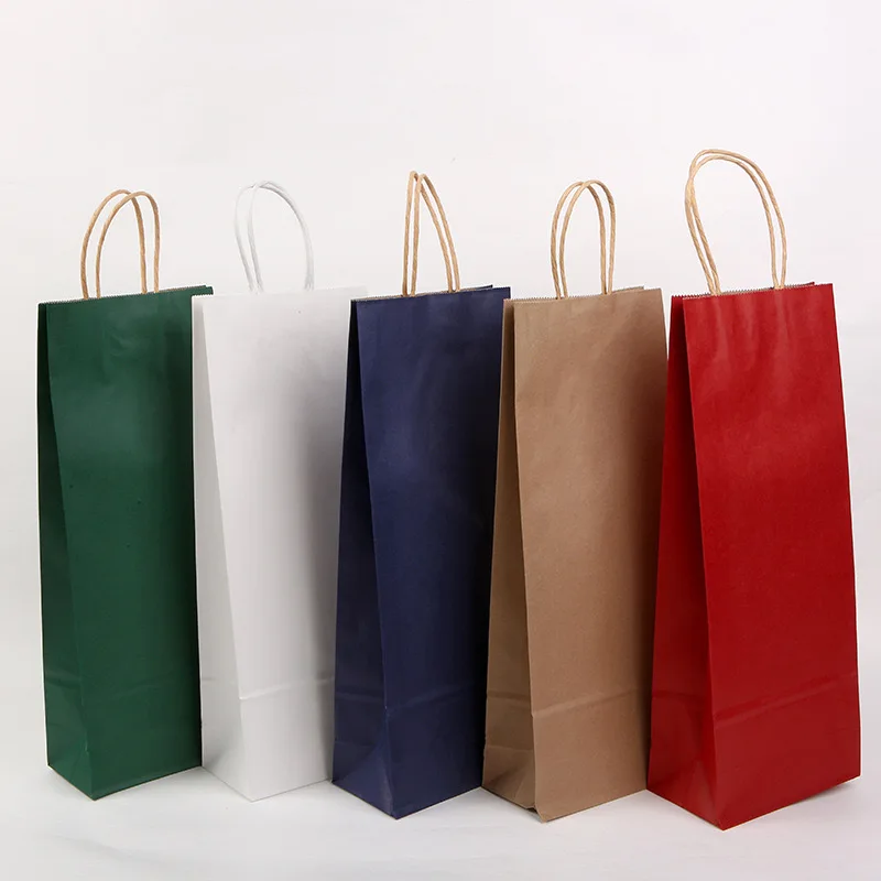 Factory Custom kraft paper packing bag Wholesale Fancy Luxury Wine Bottle Paper Gift Bag With custom paper cardboard bag