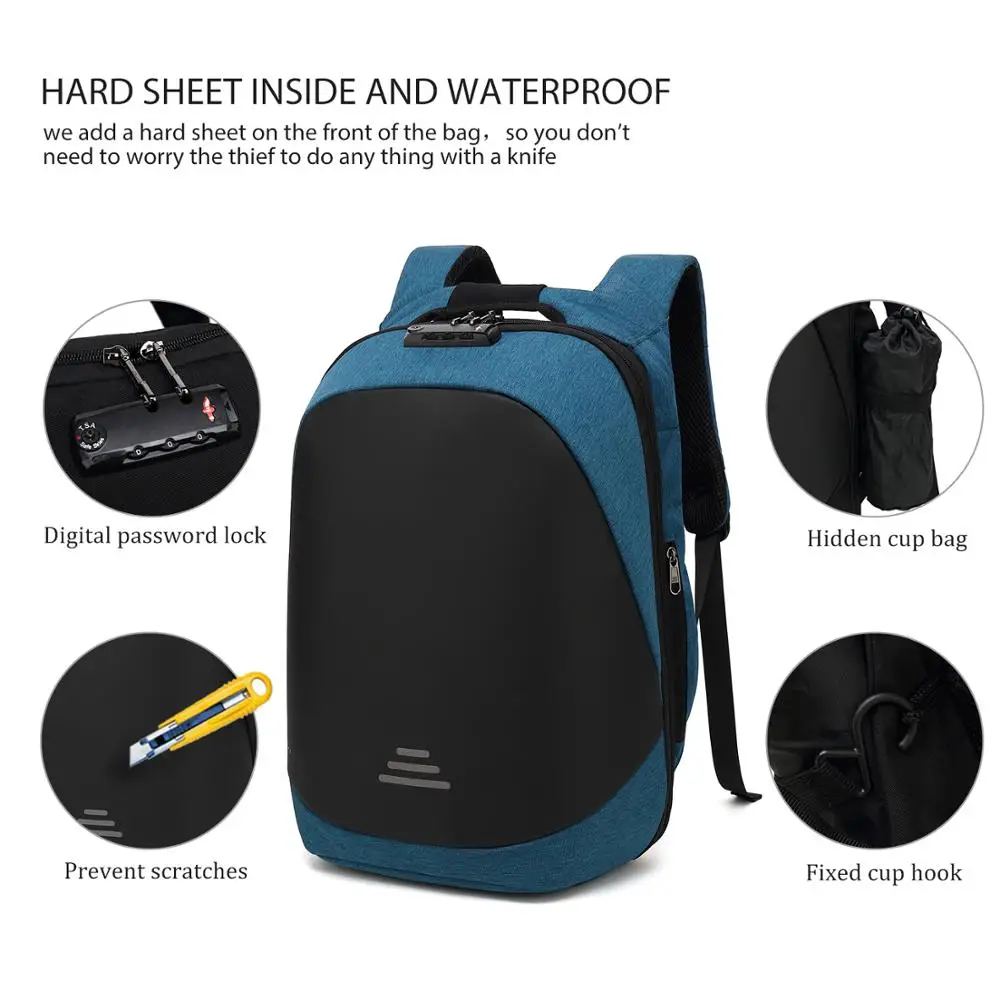 Lokass 15.6 Inch Laptop Backpack City  USB Bagpack TSA Lock School Anti-theft Laptop Anti Theft Backpack Bag With Code Lock