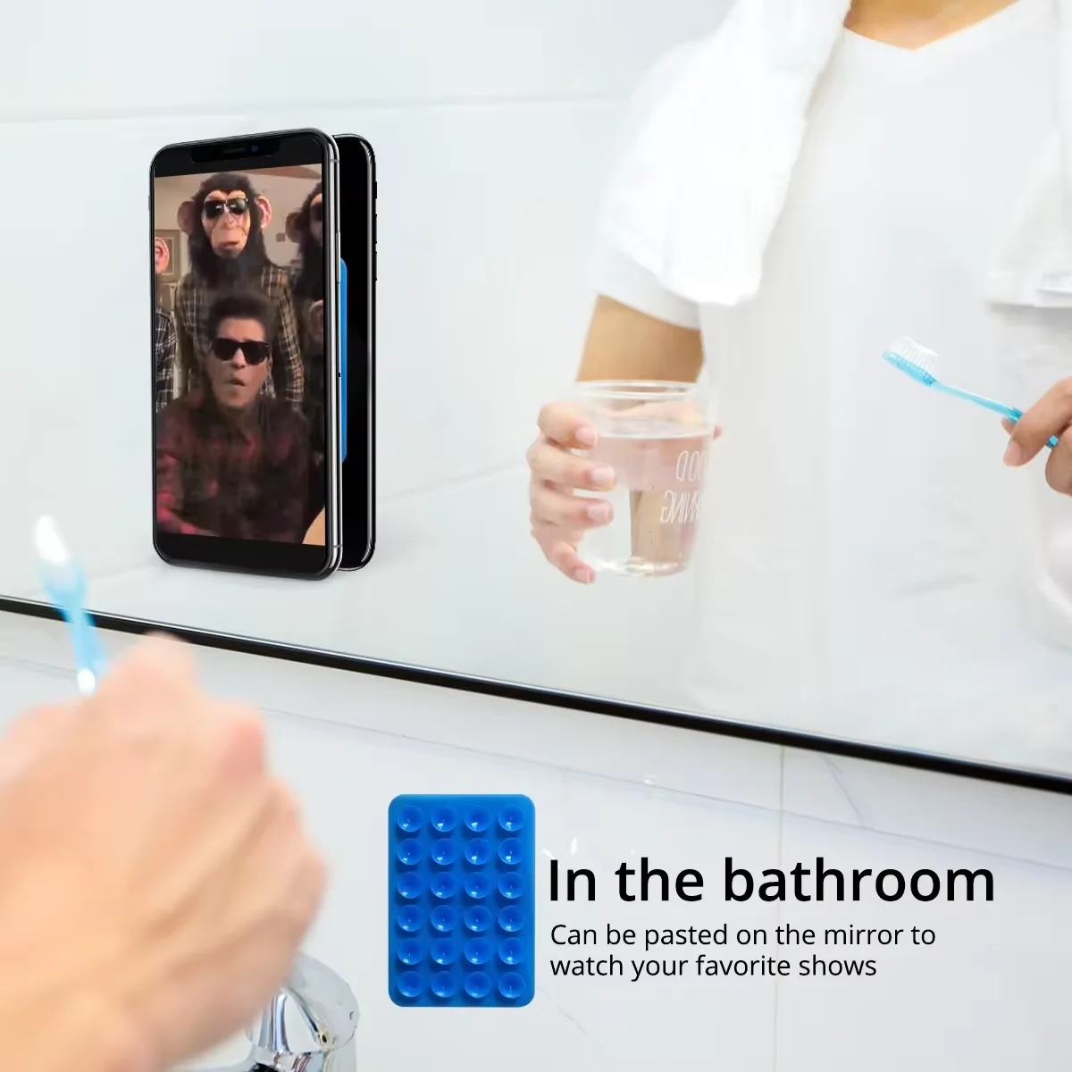 2024 Rectangle Silicone Mobile Cell Phone Suction Cup Adhesive Hands Free Holder for Selfies and Videos Non Slip Sucker Mat Pad