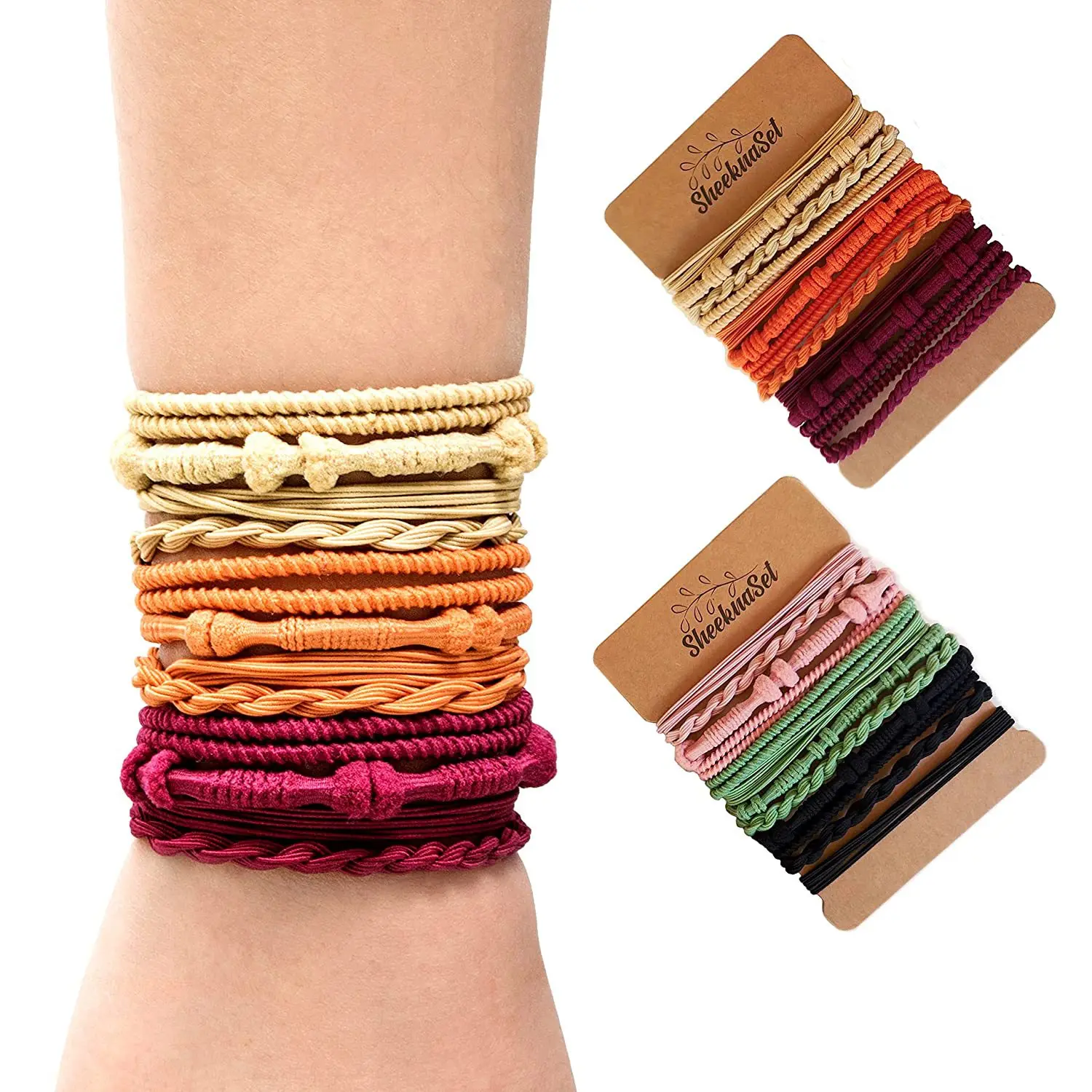 Wholesale  4 Pcs New Bohemian Style Braided Boho Hair Ties Bracelet Elastics Head Rope Women