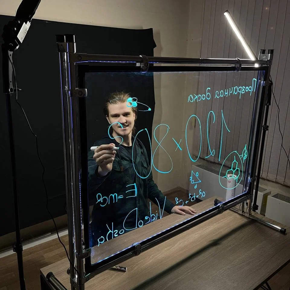 Настольная белая доска (раскладная таблица) для продажи, противоударное прозрачное закаленное стекло, стабильная металлическая рамка, онлайн видео и автономное использование