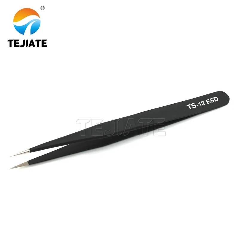 China Metal Tweezers Pick Up Electronic Components Fiber Tip Tweezers Set For Mobile Phone Repair Hand Tool Black Tweezer