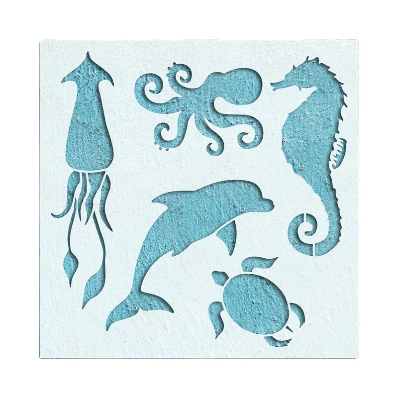 Трафареты для рисования морских существ многоразовые трафареты покраски животных 6 х6 дюймов стен дерева мебели плитки