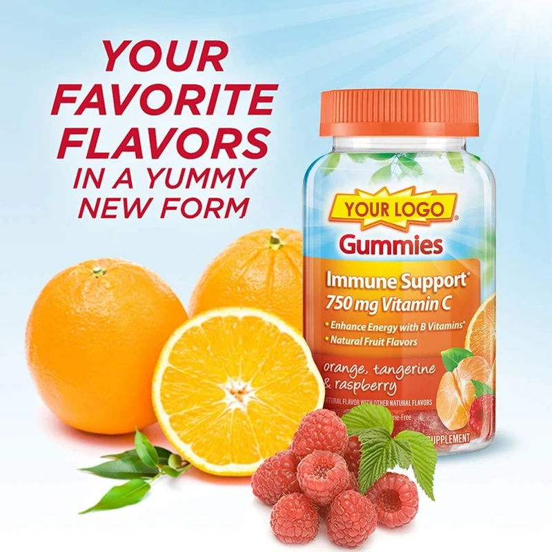 Wholesale Gummy Vitamins OEM Bear Vegan Gummy pectin Vitamin c Candy Gummies Skin Care Manufacturing