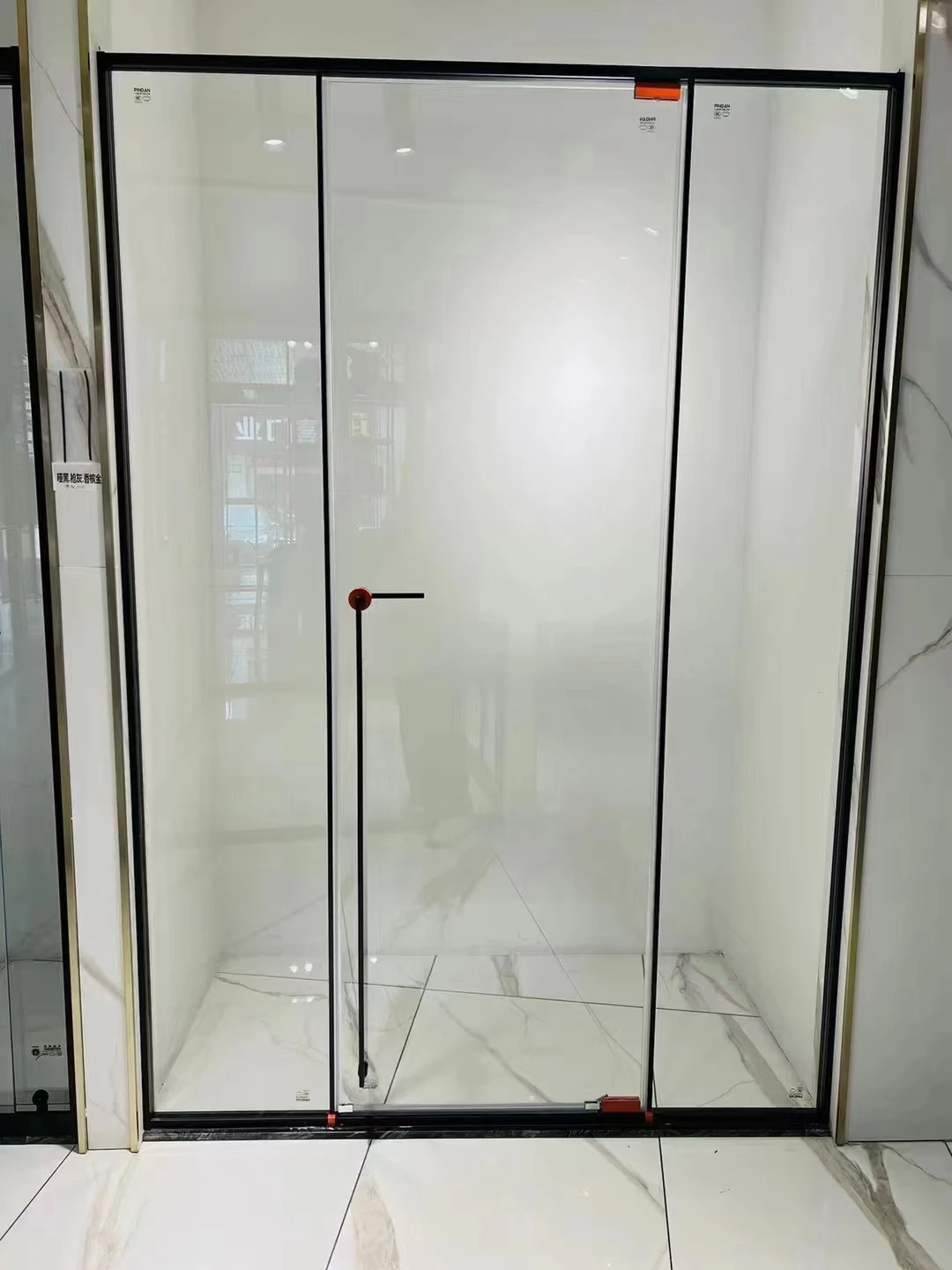 Gold all wrapped frame bearing hinge sliding door glass shower room customized