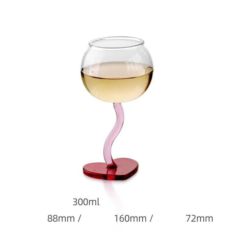 39Years Factory Cocktail Heart Base Style Glass Clear Wine Glasses Goblet Beverage Glass For Party Wedding 300ml Capacity
