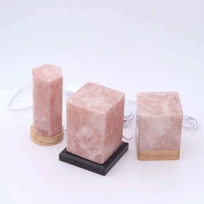 Wholesale bedside  night lamp  home decoration warm luxury pink rose quartz crystal lamp