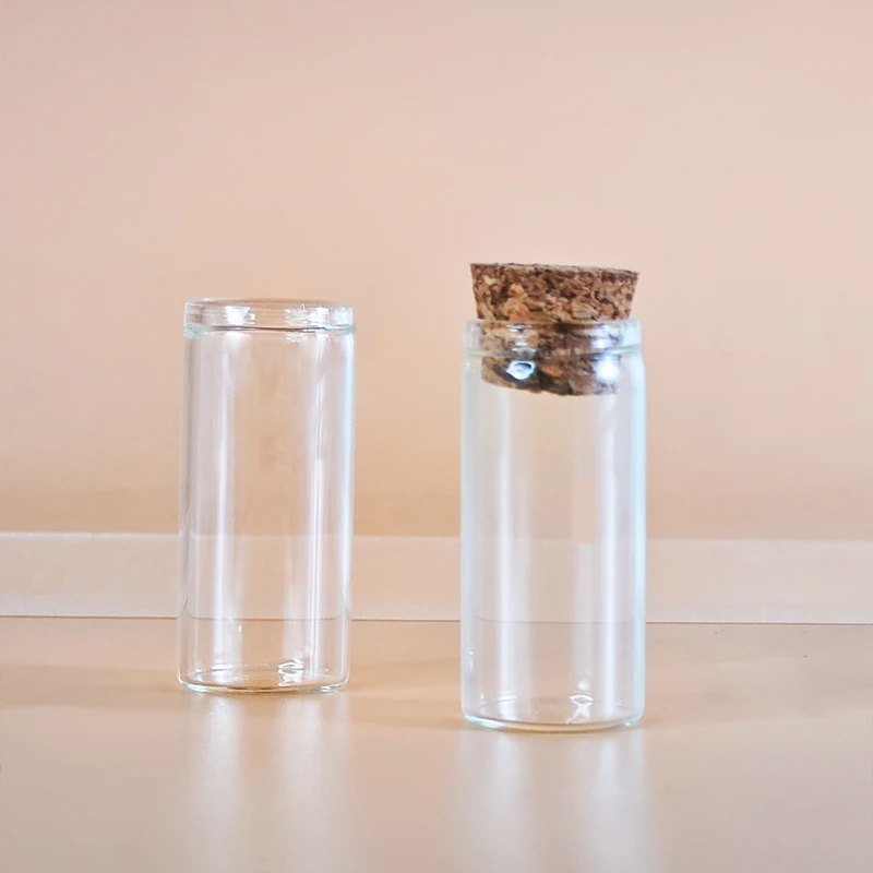 Diameter 18x40mm clear Custom Glass Tube Container Flat Bottom test with Cork