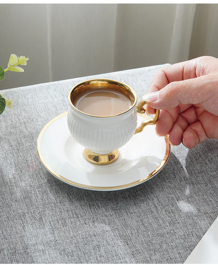 Cups Ceramic Gold Electroplating Personalized Cups Arabic PorcelainTurkish Coffee Cup and Saucer